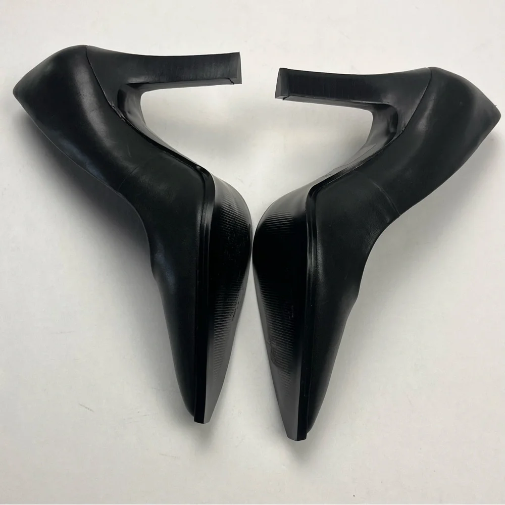 Reiss Womens‎ Size 36 5.5 Black Ada Court Leather 4 inch Heel Shoes Office NEW